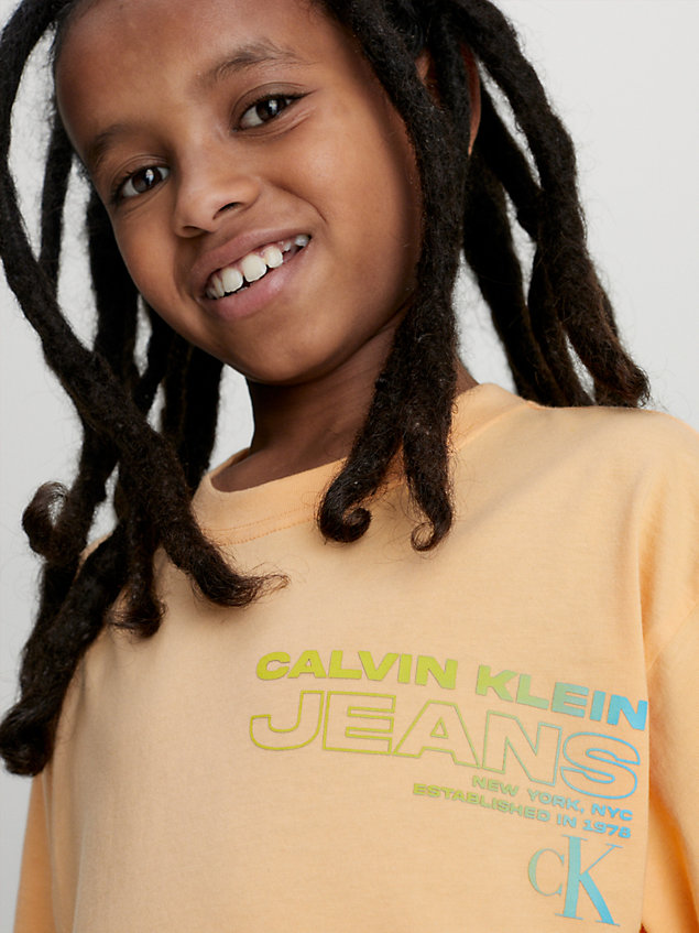 camiseta de algodón orgánico con logo orange de nino calvin klein jeans