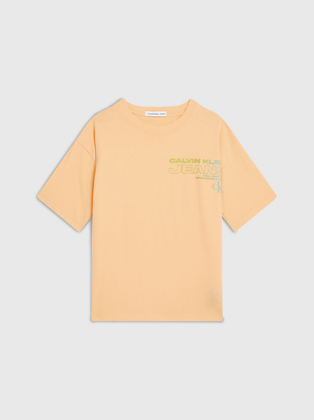 orange organic cotton logo t-shirt for boys calvin klein jeans