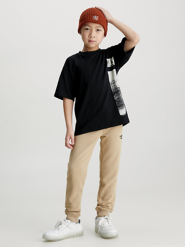black relaxed glitch graphic t-shirt for boys calvin klein jeans