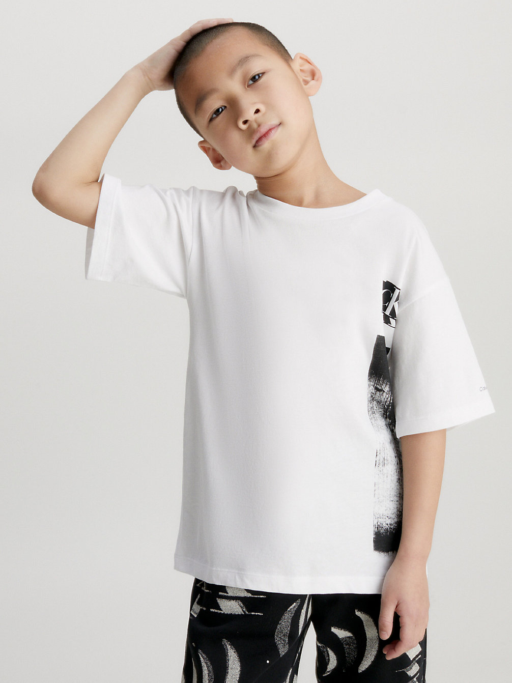 BRIGHT WHITE T-Shirt Relaxed Avec Motif Déformé undefined garcons Calvin Klein