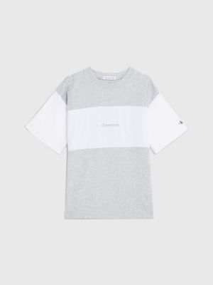 grey colourblock logo t-shirt for boys calvin klein jeans