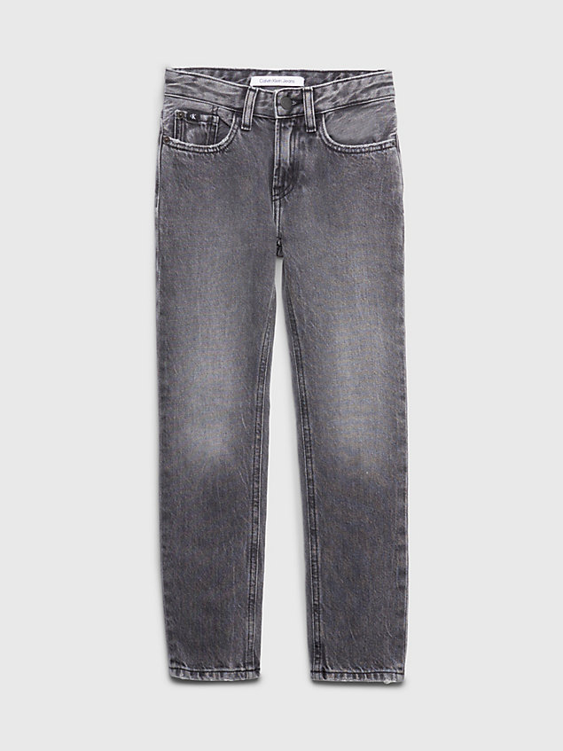 grey jeansy mid rise slim dla boys - calvin klein jeans