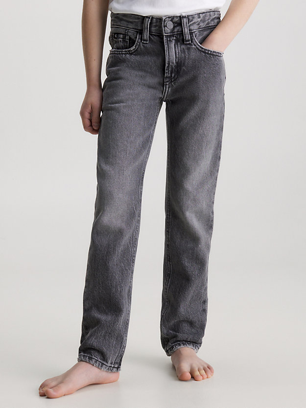visual grey mid rise slim jeans for boys calvin klein jeans