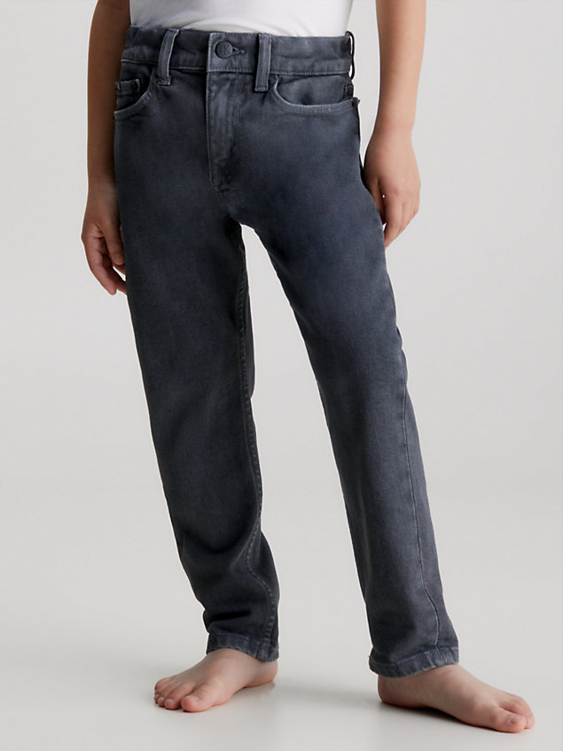 grey jeansy dad z efektem overdyed dla boys - calvin klein jeans