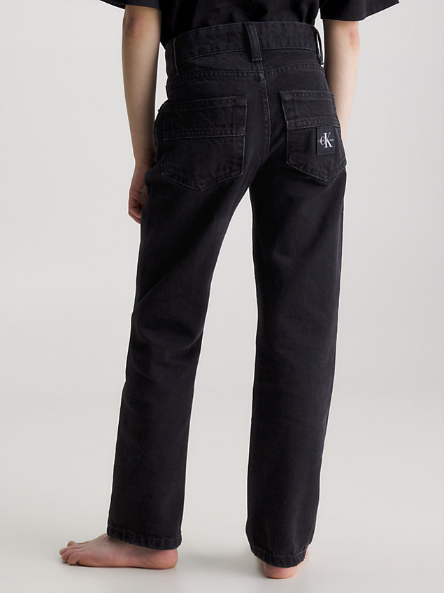 black mid rise straight jeans voor jongens - calvin klein jeans
