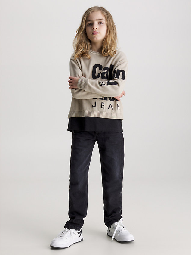 black mid rise straight jeans for boys calvin klein jeans