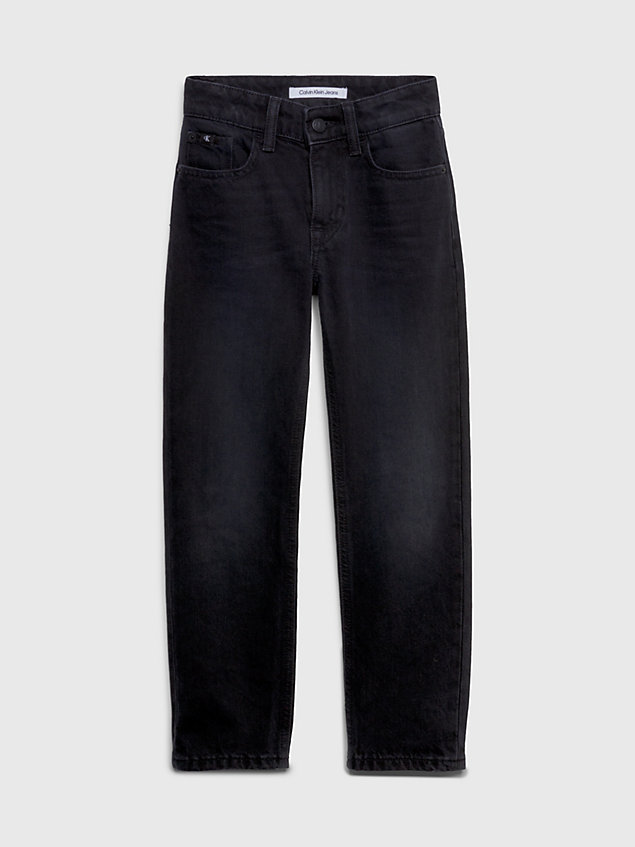 black mid rise straight jeans für boys - calvin klein jeans