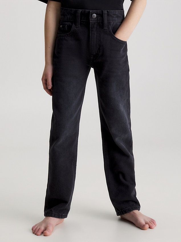black jeansy straight ze średnim stanem dla boys - calvin klein jeans