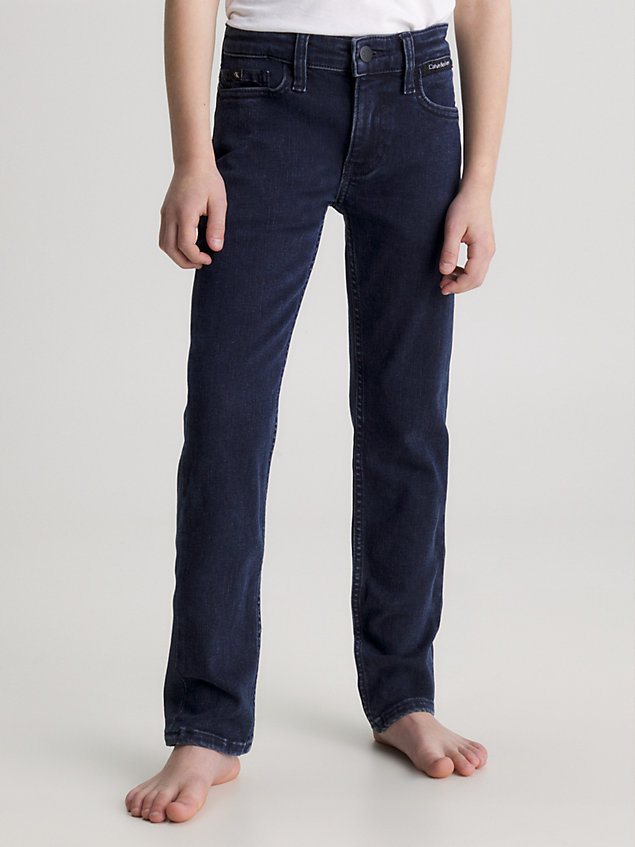 blue mid rise slim jeans voor boys - calvin klein jeans