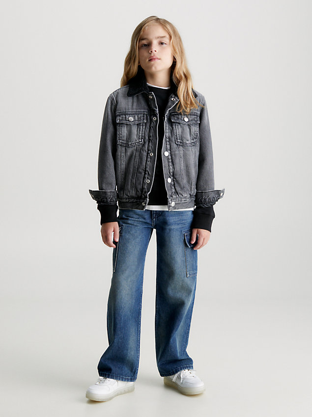 grey sherpa collar denim jacket for boys calvin klein jeans