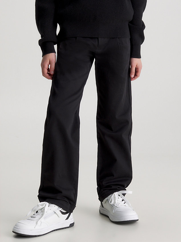 black rechte chino pantalon voor jongens - calvin klein jeans