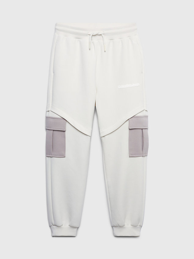pantalon de jogging relaxed en maille 3d avec poches white pour garcons calvin klein jeans