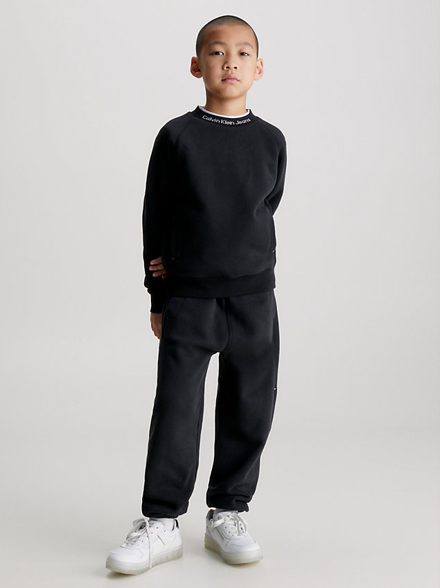 black fleece-jogginghose mit logo für boys - calvin klein jeans