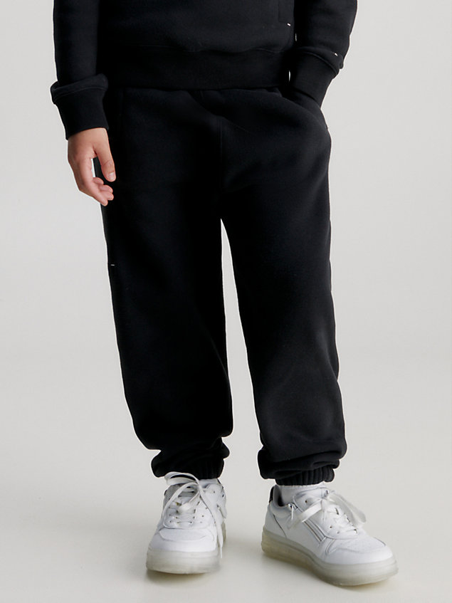 black fleece-jogginghose mit logo für boys - calvin klein jeans
