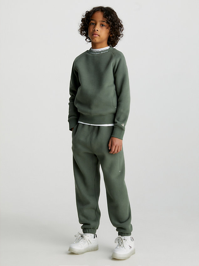 green fleece-jogginghose mit logo für boys - calvin klein jeans