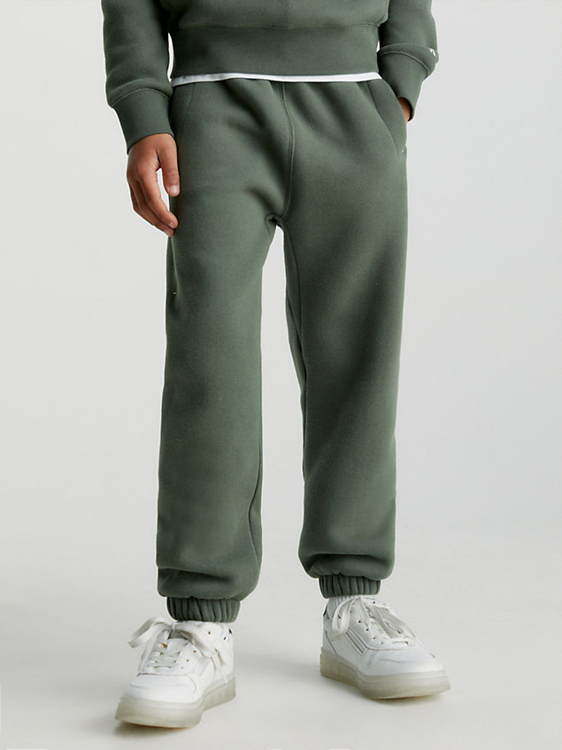 green fleece logo joggers for boys calvin klein jeans