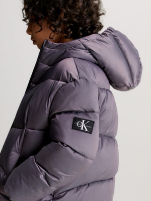 Calvin Klein Jeans two-tone ripstop puffer jacket in iridescent purple