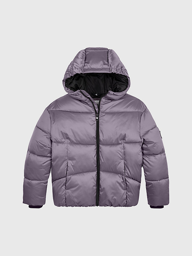purple oversized ripstop puffer jacket for boys calvin klein jeans