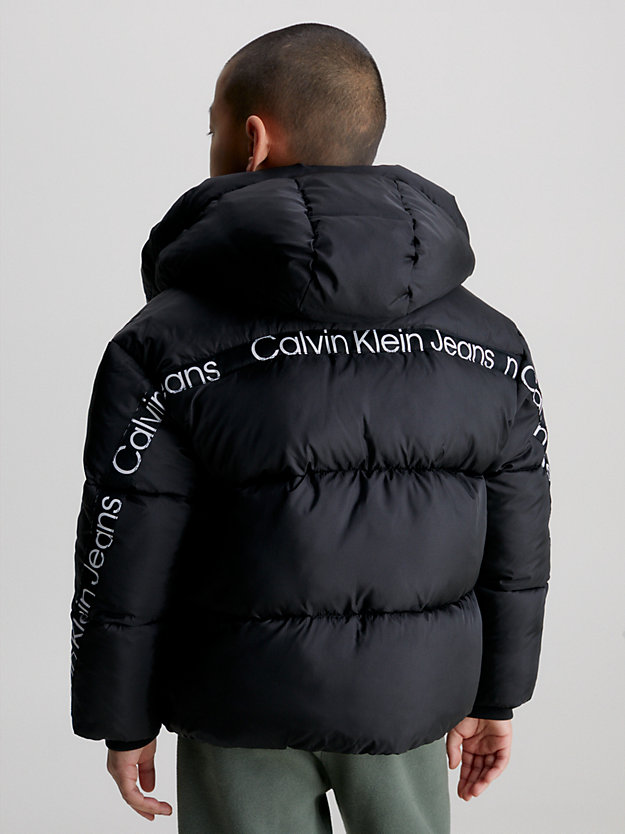 ck black logo puffer jacket for boys calvin klein jeans