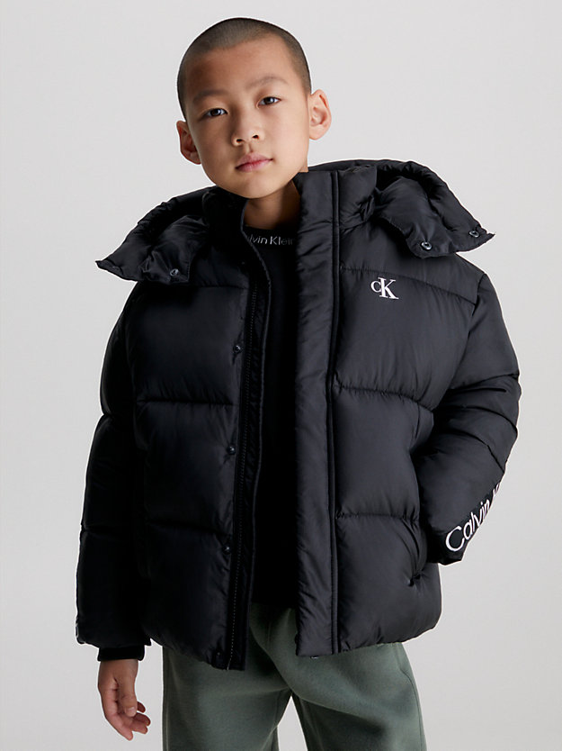 ck black logo puffer jacket for boys calvin klein jeans
