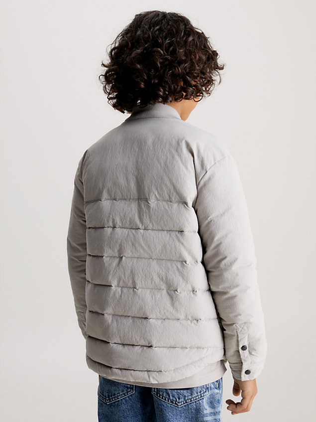grey crinkle nylon transitional jacket for boys calvin klein jeans