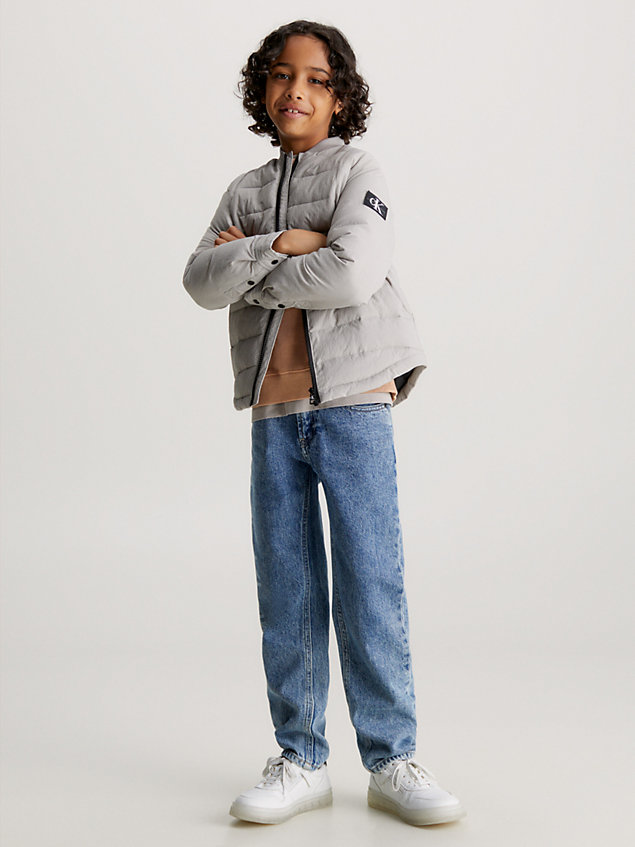 grey crinkle nylon transitional jacket for boys calvin klein jeans