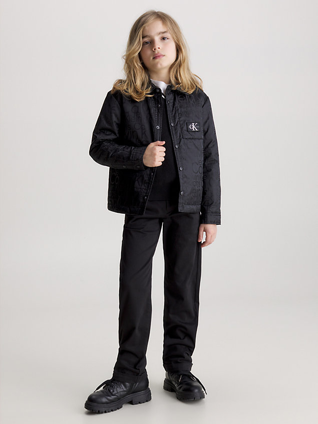 black relaxed padded jacquard logo overshirt for boys calvin klein jeans