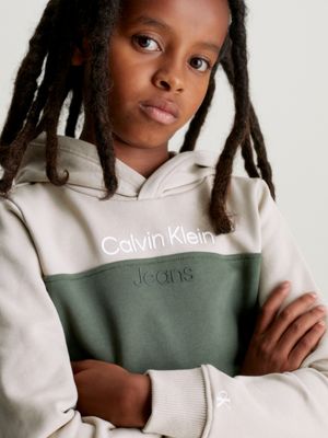 green colourblock hoodie and joggers set for boys calvin klein jeans