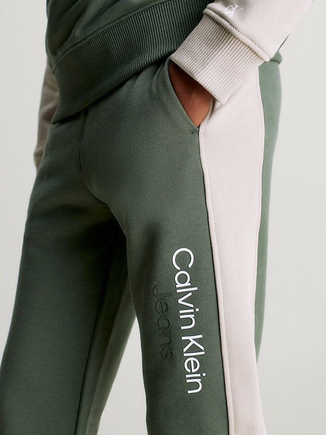 ensemble pantalon de jogging et sweat-shirt à capuche color-block green pour garcons calvin klein jeans
