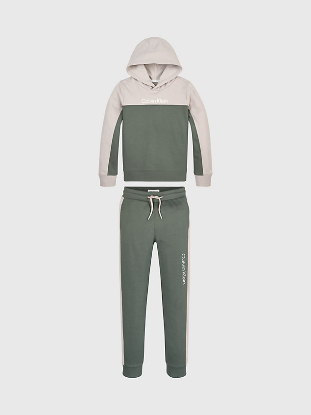 green set aus jogginhose und hoodie in blockfarbendesign für jungen - calvin klein jeans