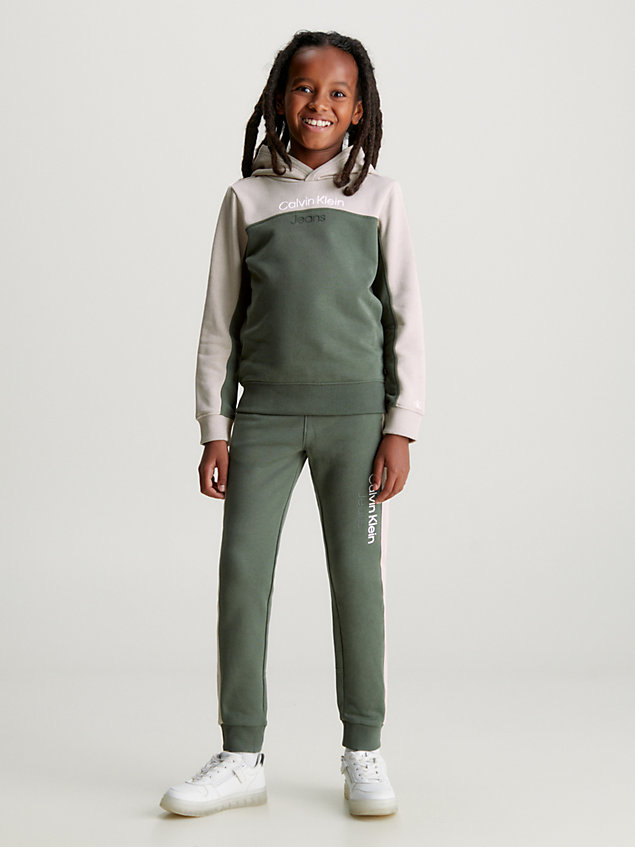green colourblock hoodie and joggers set for boys calvin klein jeans