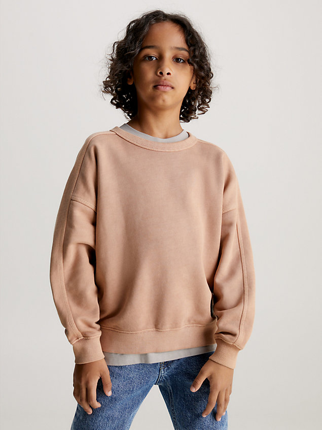 orange relaxed mineral dyed sweatshirt for boys calvin klein jeans