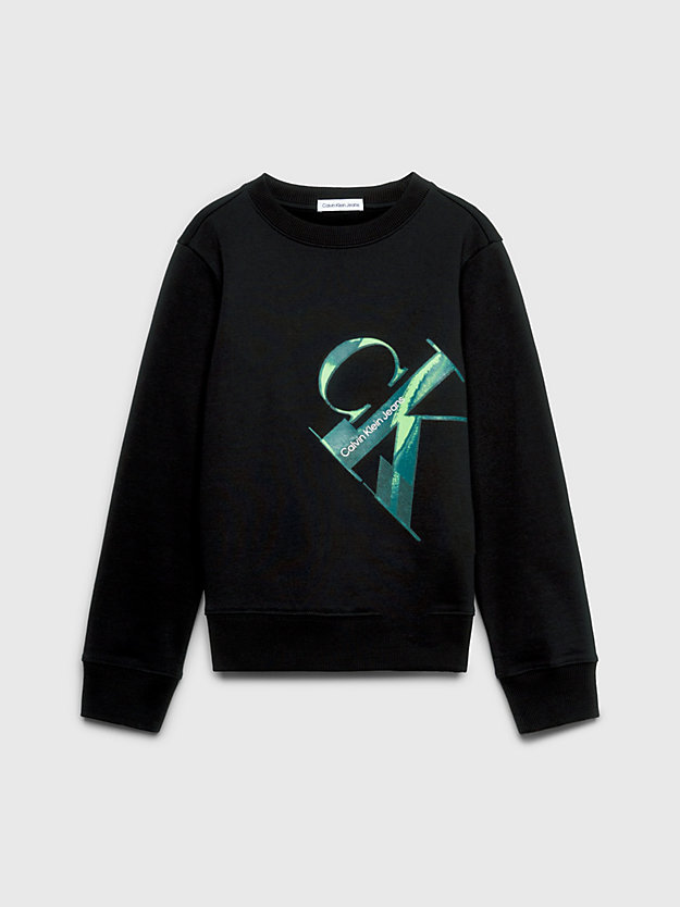 ck black fleece logo sweatshirt for boys calvin klein jeans