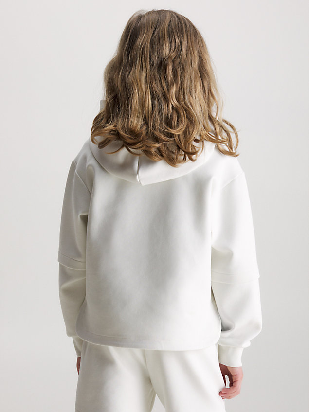 white relaxte spacer colourblock hoodie voor jongens - calvin klein jeans