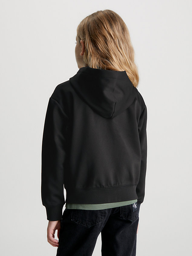 black relaxed logo-hoodie mit reißverschluss für boys - calvin klein jeans