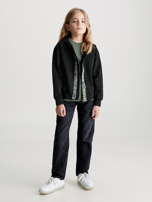 sweat-shirt à capuche relaxed zippé avec logo black pour boys calvin klein jeans