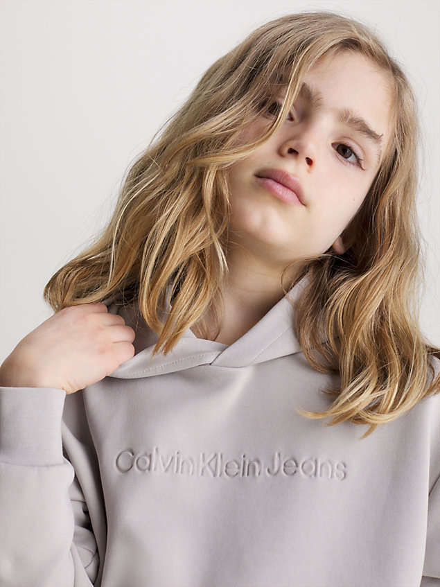 grey lässiger spacer logo-hoodie für jungen - calvin klein jeans