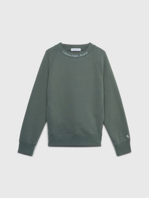 green fleece logo sweatshirt for boys calvin klein jeans