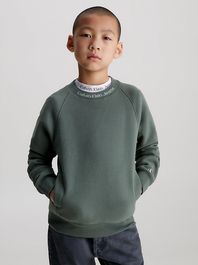 green fleece logo sweatshirt for boys calvin klein jeans