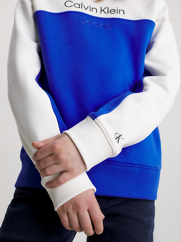 kettle blue colourblock logo sweatshirt for boys calvin klein jeans
