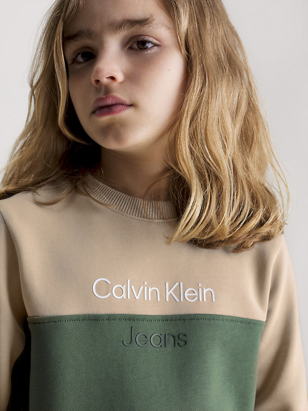 thyme colourblock logo sweatshirt for boys calvin klein jeans