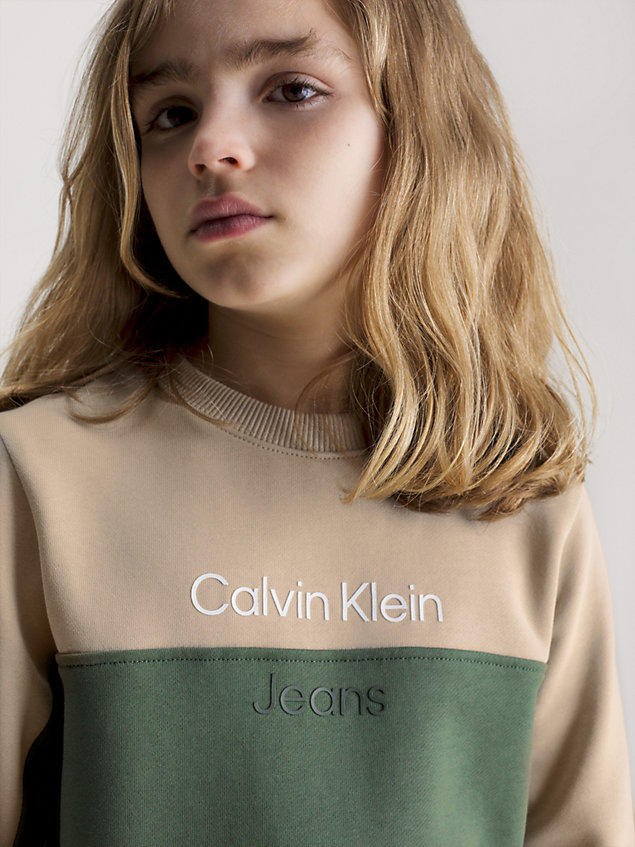 green colourblock logo sweatshirt for boys calvin klein jeans