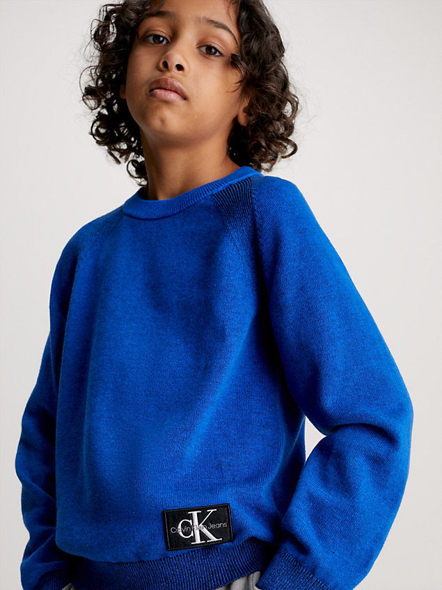 blue zweifarbiger pullover für boys - calvin klein jeans