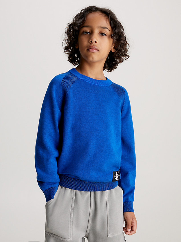blue two tone jumper for boys calvin klein jeans