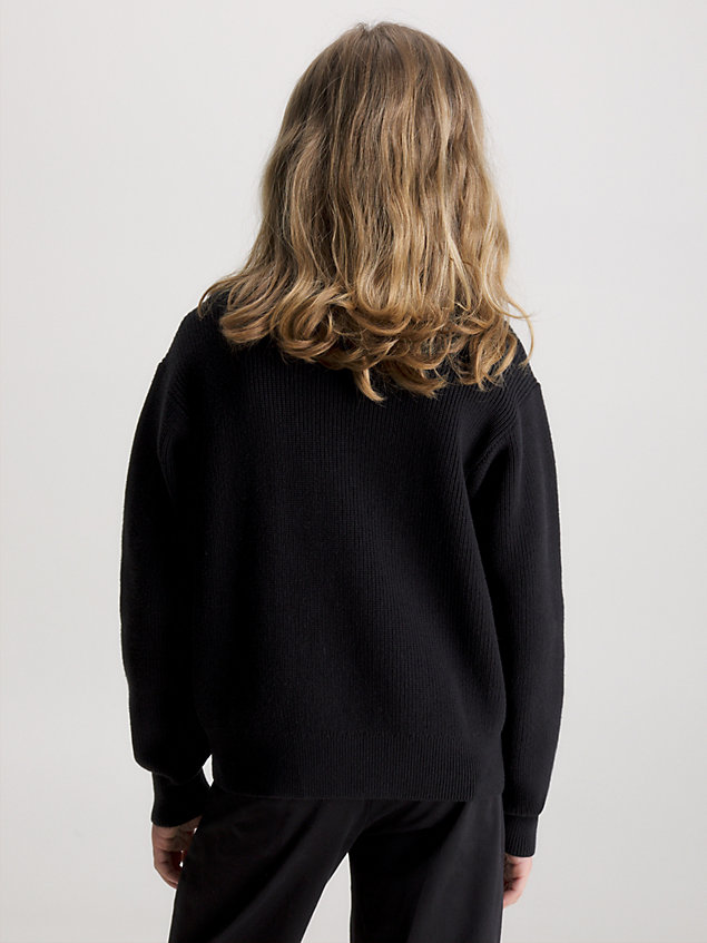 black pullover mit v-ausschnitt für boys - calvin klein jeans