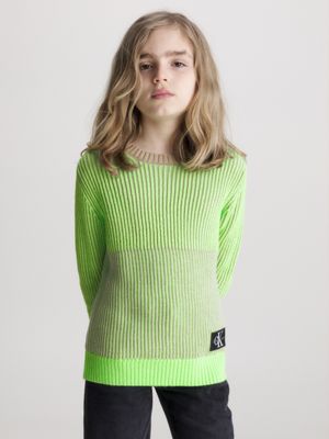 Pull colorblock fille - vert