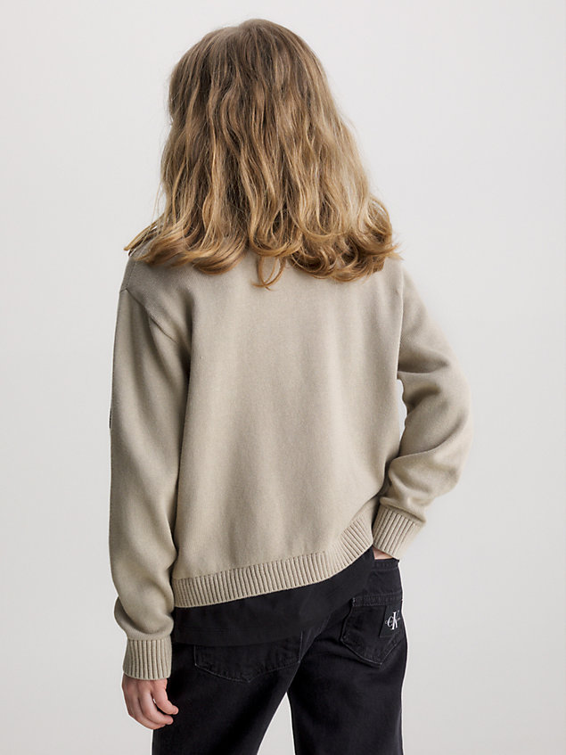 grey swobodny sweter z logo dla boys - calvin klein jeans