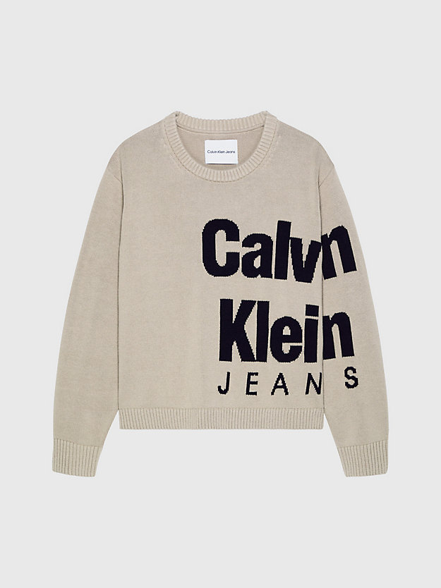 plaza taupe relaxed logo jumper for boys calvin klein jeans