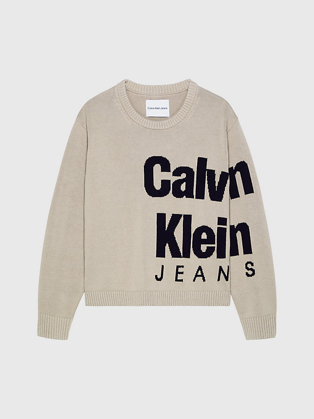 grey swobodny sweter z logo dla boys - calvin klein jeans