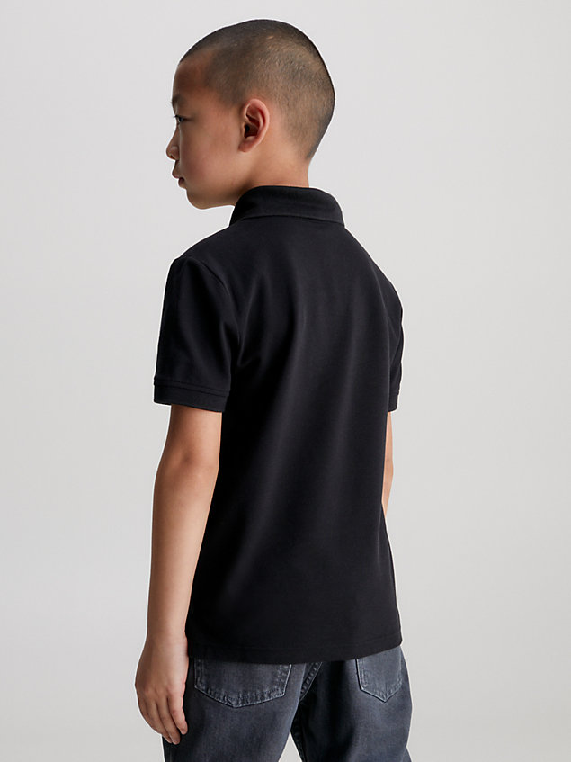 black piqué-poloshirt mit logo für jungen - calvin klein jeans